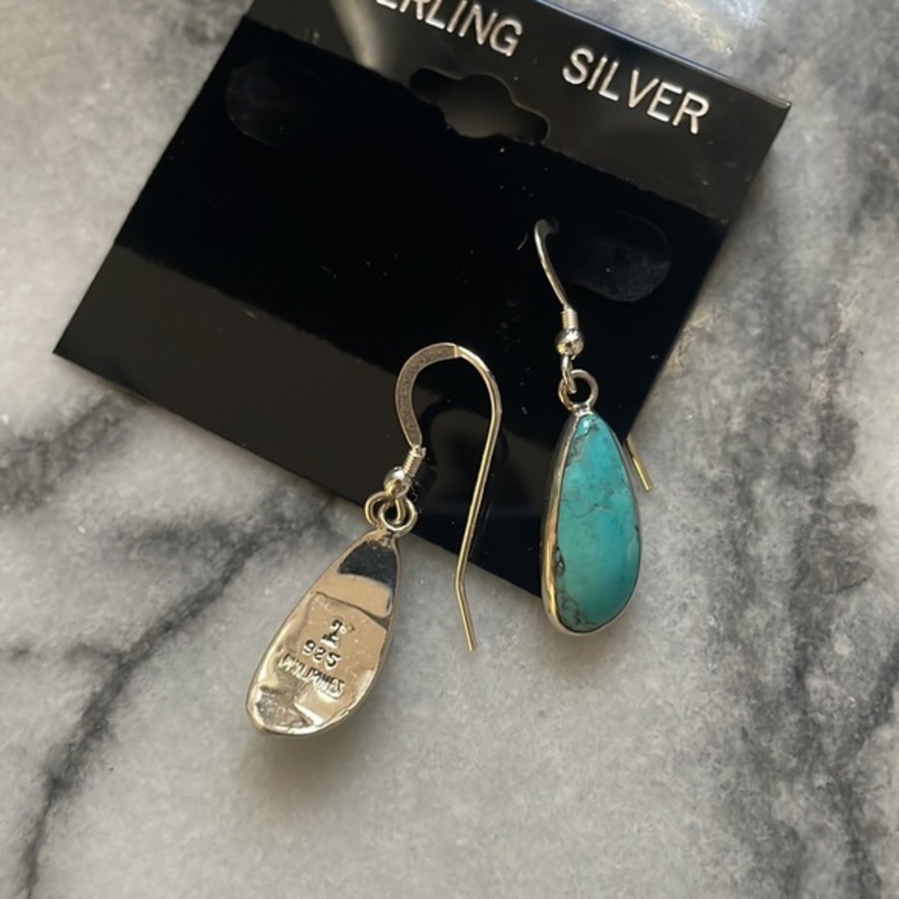 Sterling Silver Turquoise Stone High Grade Silver 925 earrings - Picture 6 of 17